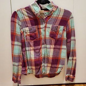 Blue, Orange & Purple Flannel Shirt - Medium